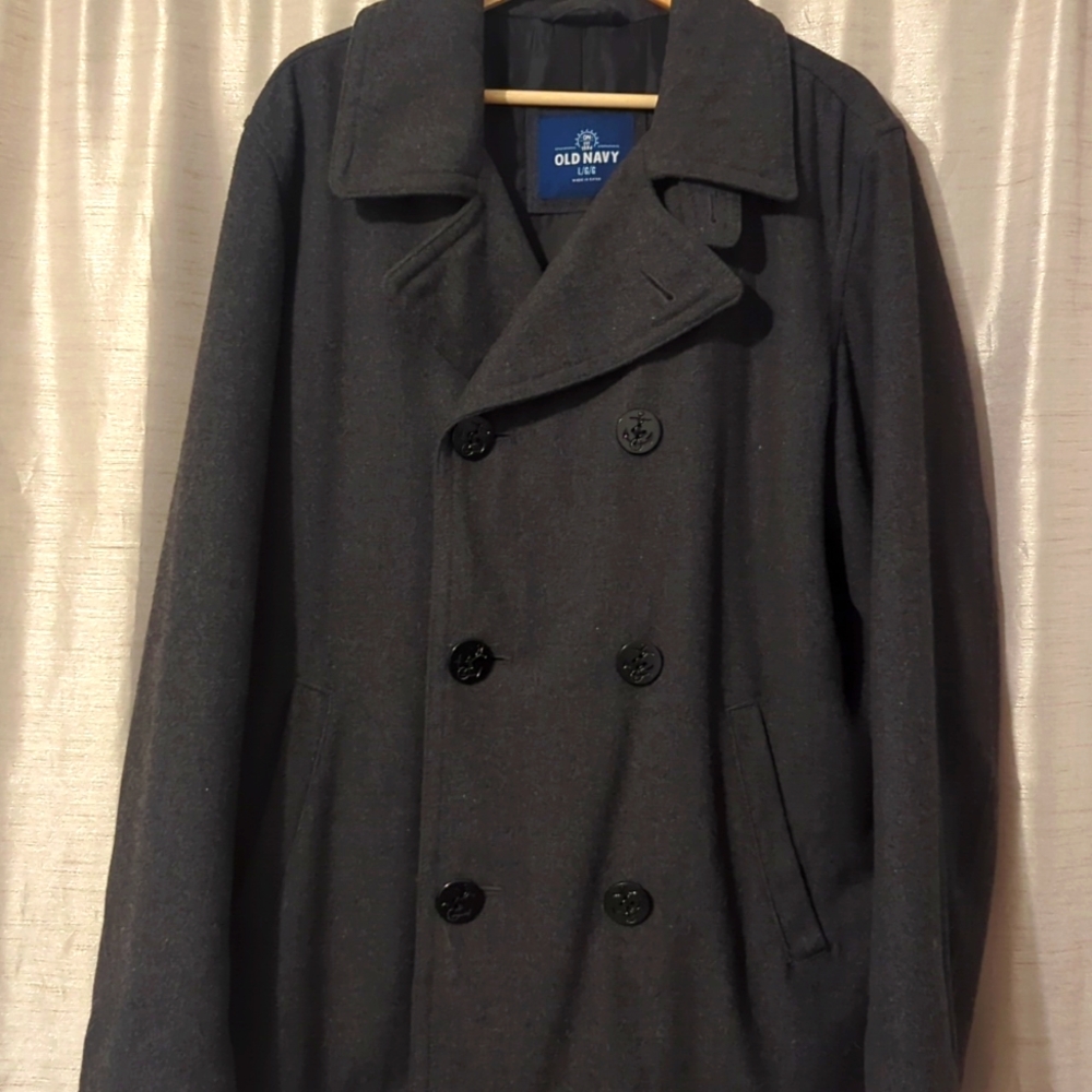 Dark grey peacoat, L